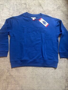 Esprit Women's Royal Blue Embroidered Logo Crewneck Sweatshirt